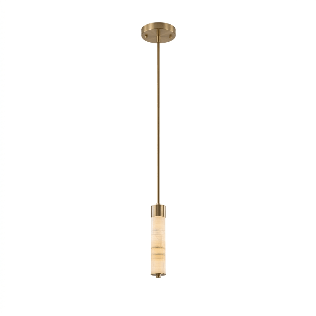 Slender Alabaster Column Chandelier-Neutral Decor