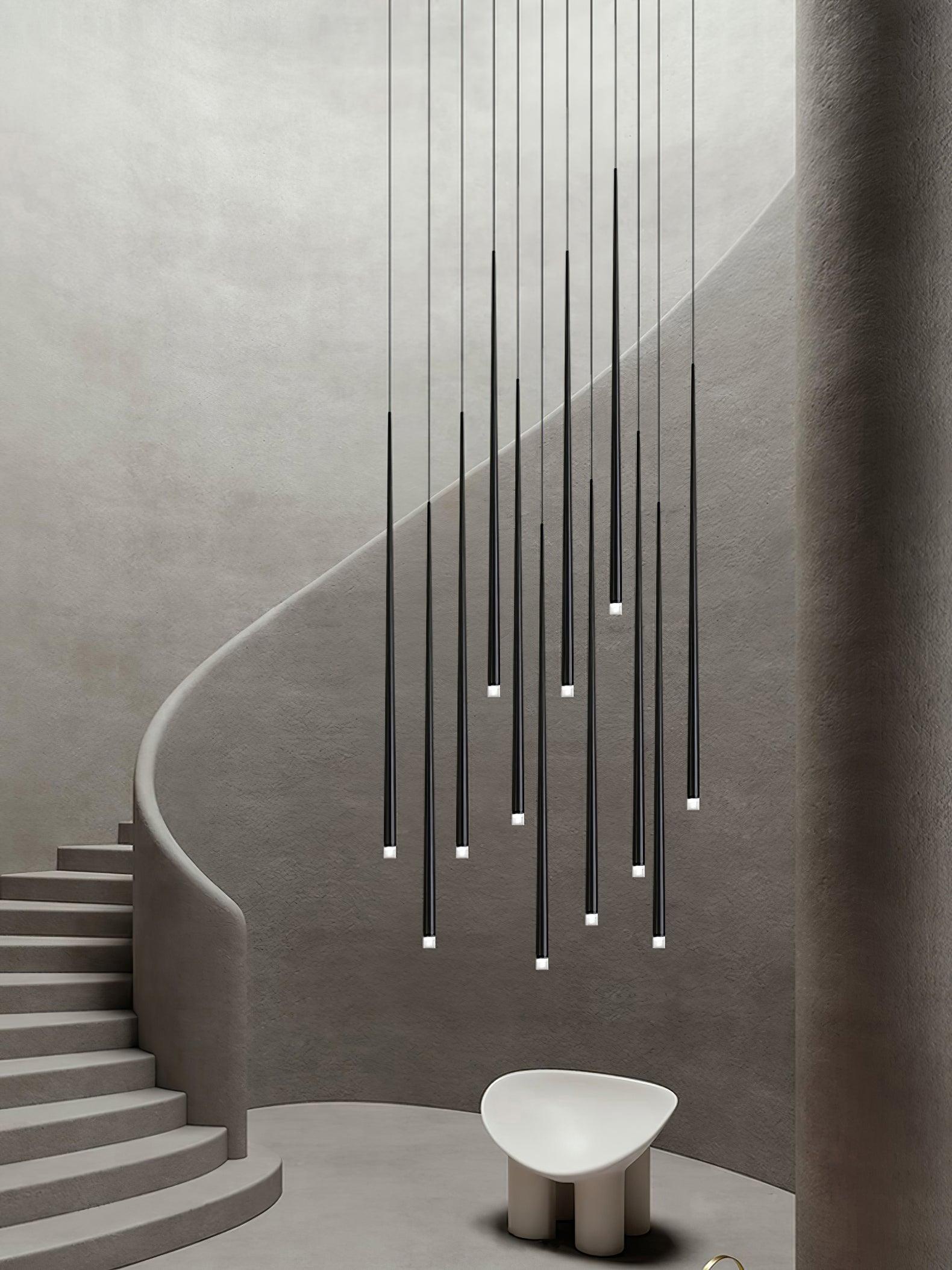 Reveno Chandelier Slender Black Minimalist-Neutral Decor
