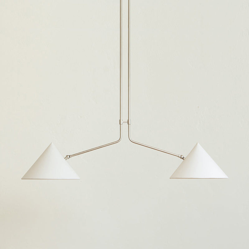 Slide 2 Arm Pendant Lamp in white finish.