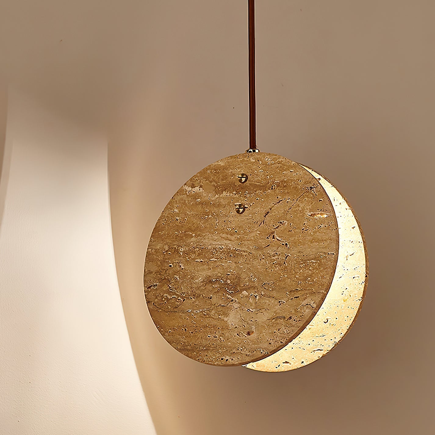 Sern Crescent Travertine Pendant Light-Neutral Decor