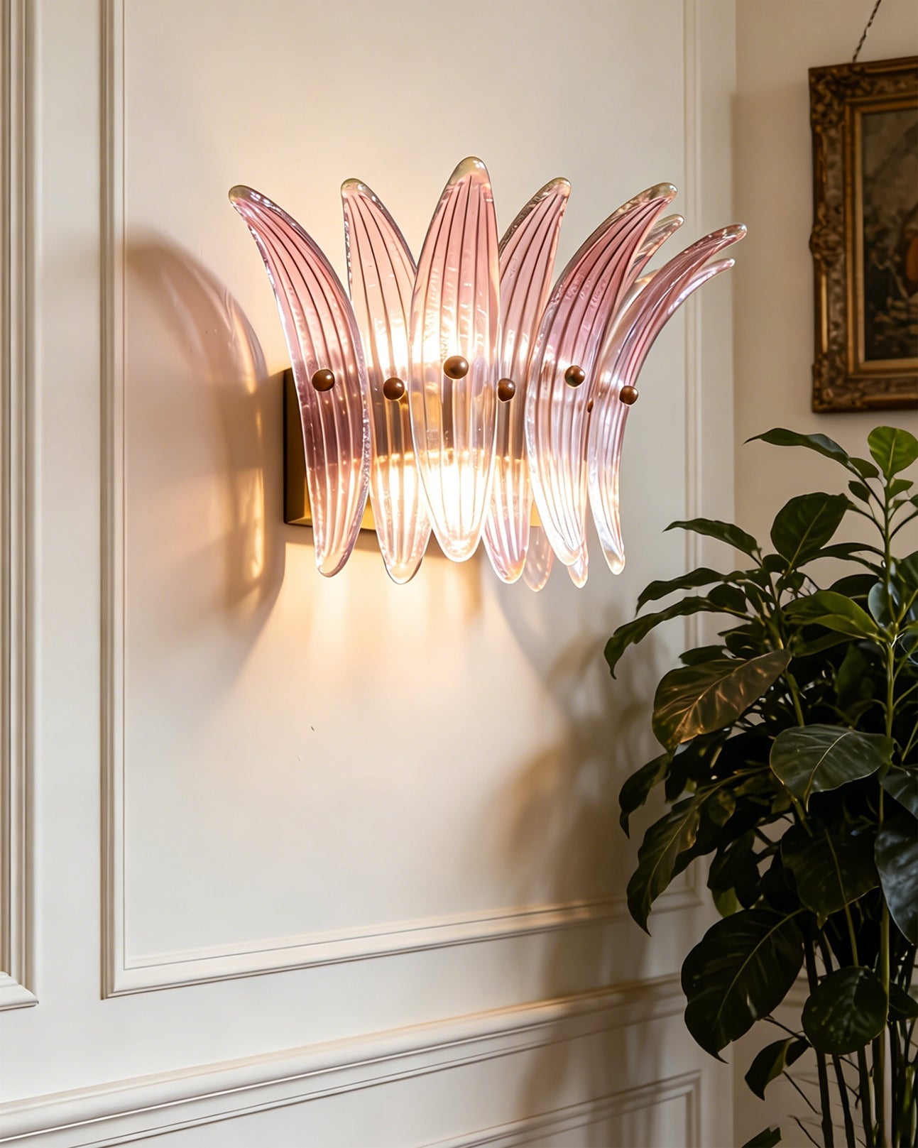 Smeralda Wall Sconce illuminating an upscale powder room.