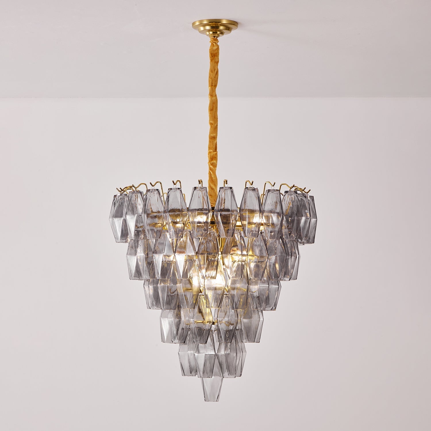 Aurora Chandelier Smoke Gray Inverted Crystal Prism-Neutral Decor