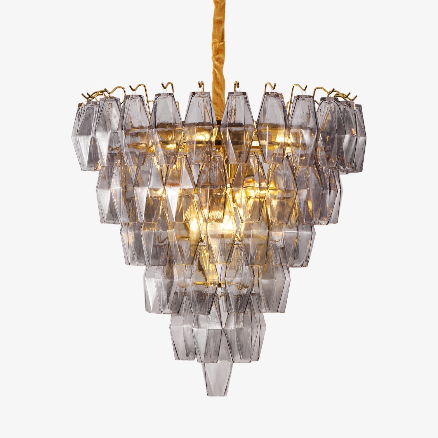 Aurora Chandelier Smoke Gray Inverted Crystal Prism-Neutral Decor