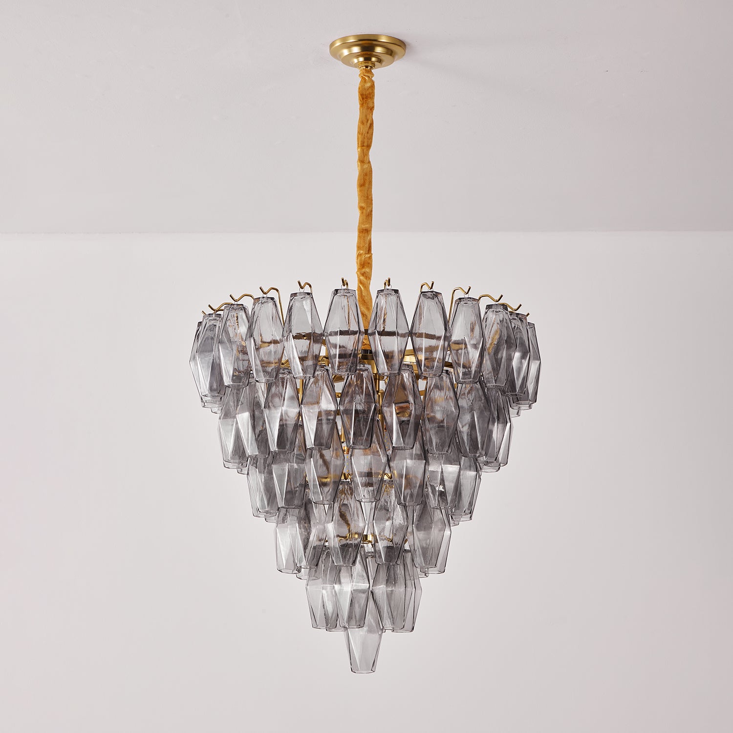 Aurora Chandelier Smoke Gray Inverted Crystal Prism-Neutral Decor