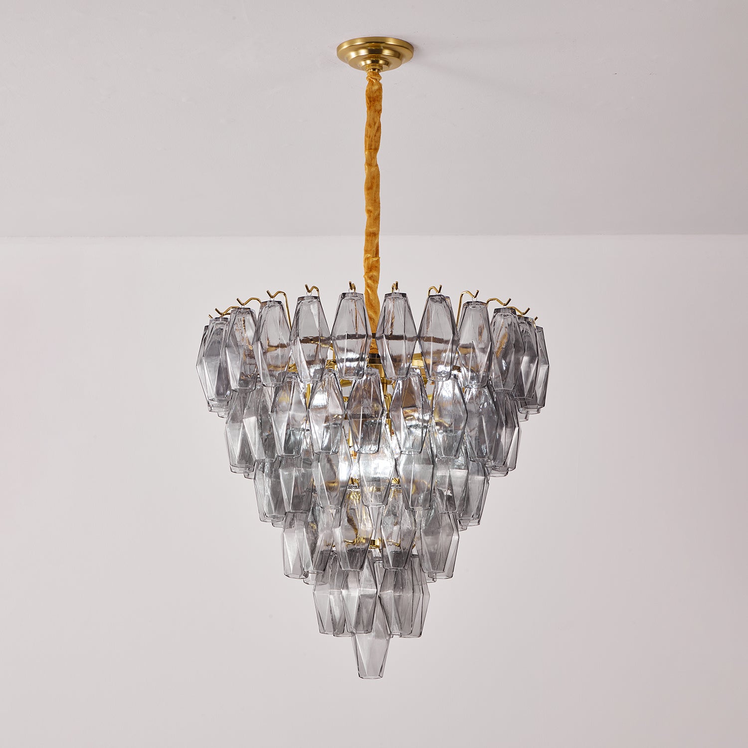 Aurora Chandelier Smoke Gray Inverted Crystal Prism-Neutral Decor