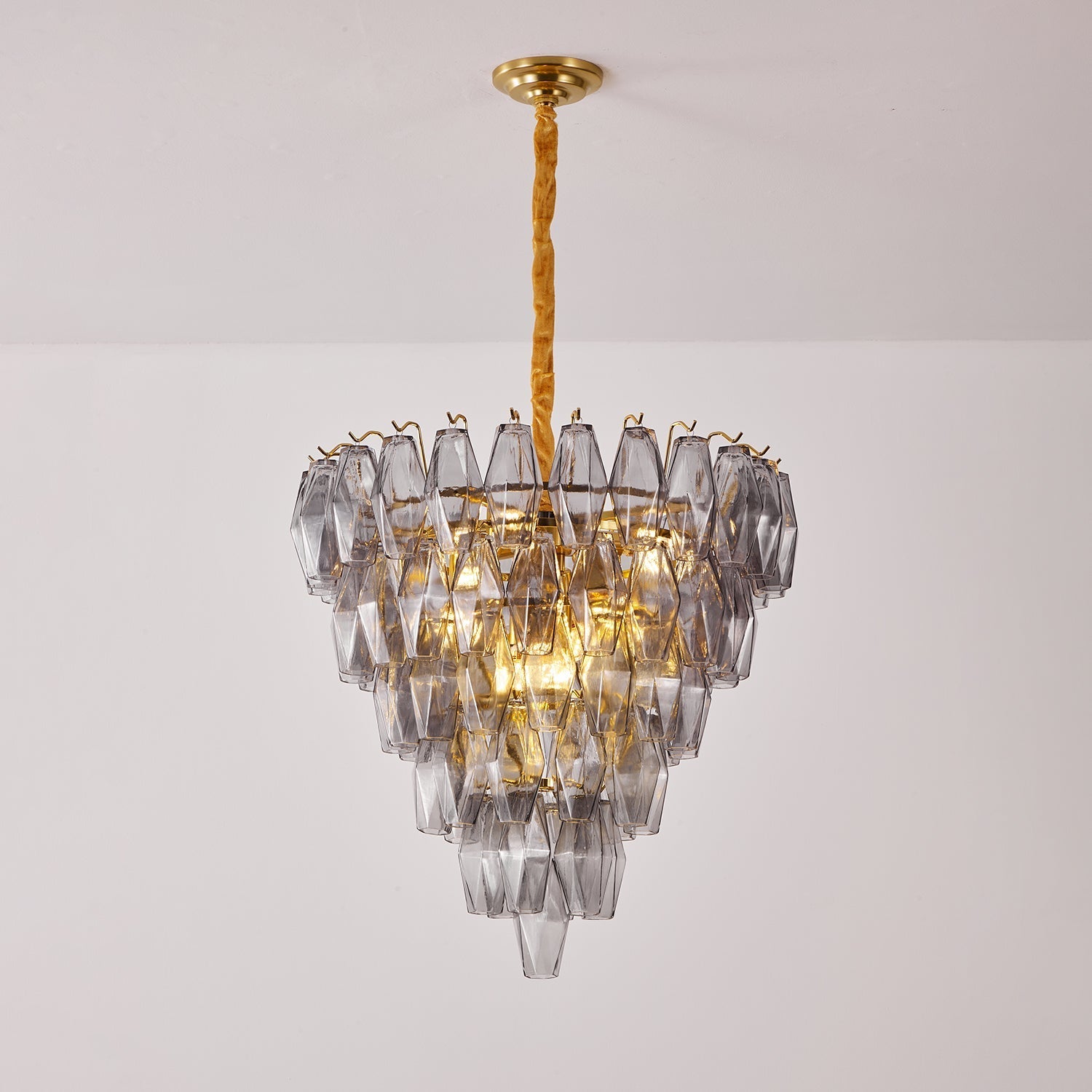 Aurora Chandelier Smoke Gray Inverted Crystal Prism-Neutral Decor