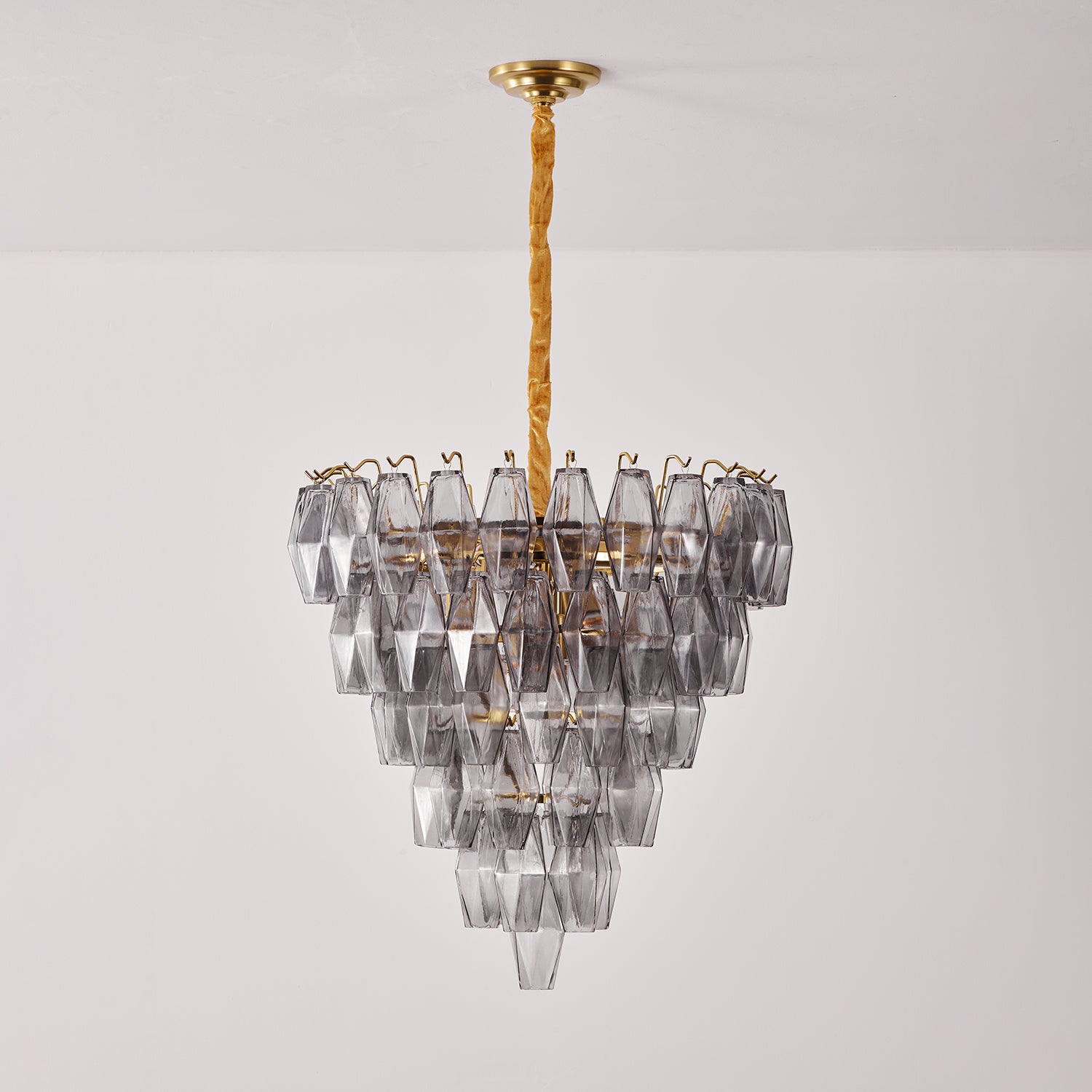 Aurora Chandelier Smoke Gray Inverted Crystal Prism-Neutral Decor