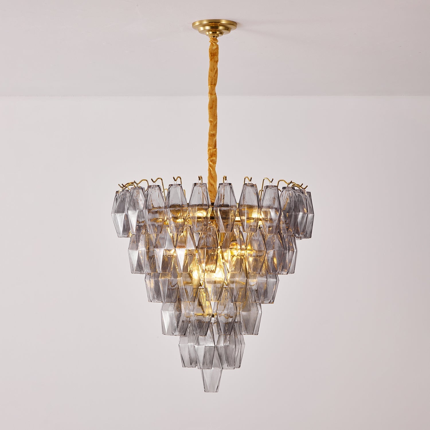 Aurora Chandelier Smoke Gray Inverted Crystal Prism-Neutral Decor