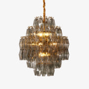 Aurora Chandelier Smoke Gray Prism Glass Layered-Neutral Decor