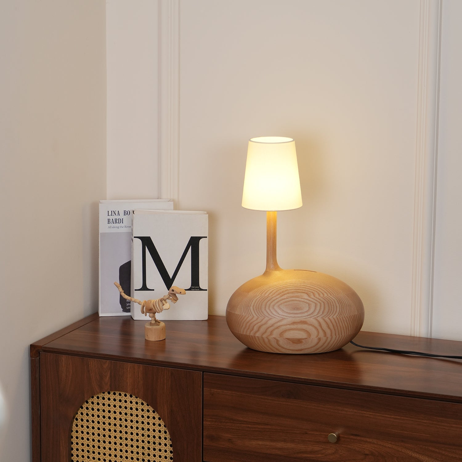 Brixten Wood Fabric Table Lamp-Neutral Decor