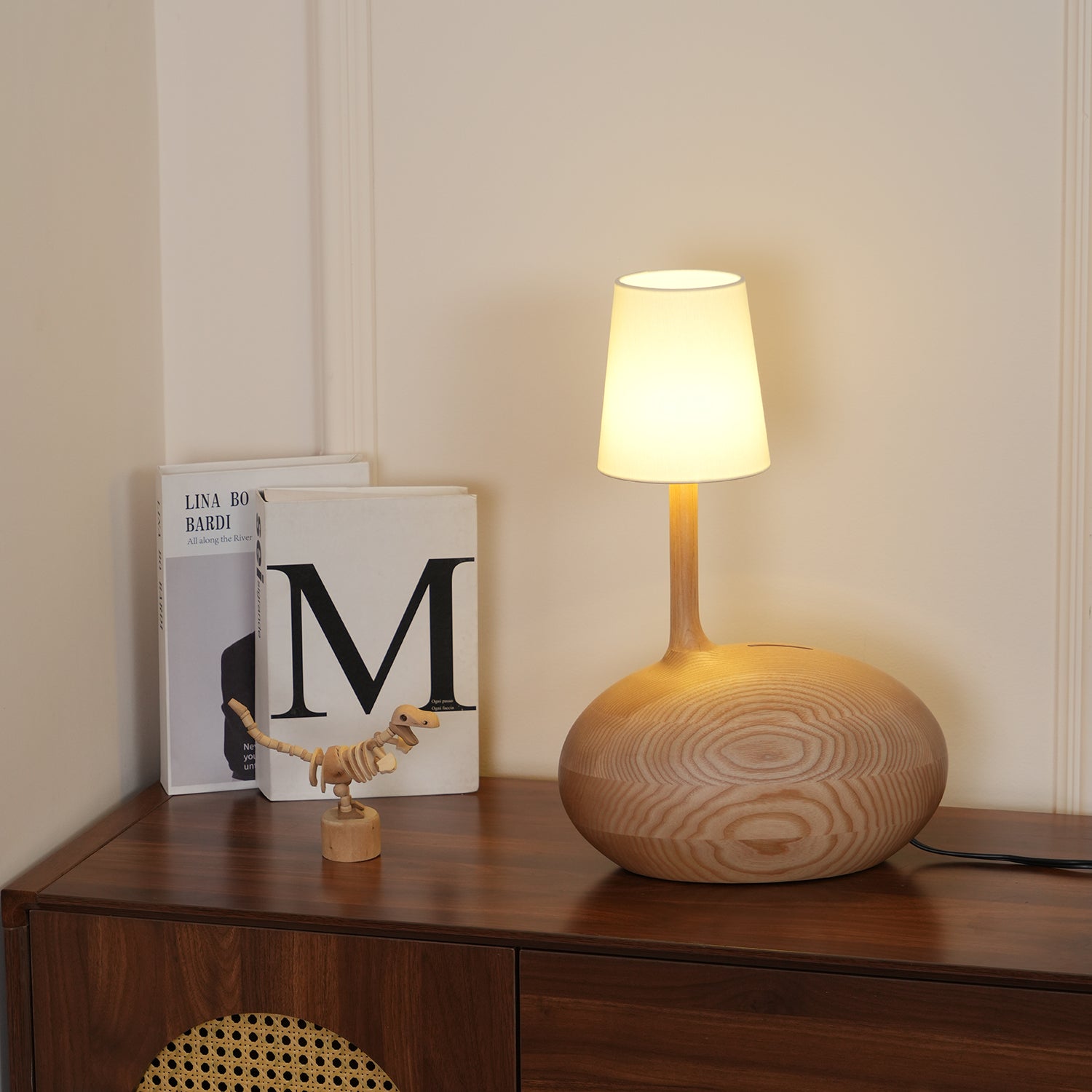 Brixten Wood Fabric Table Lamp-Neutral Decor