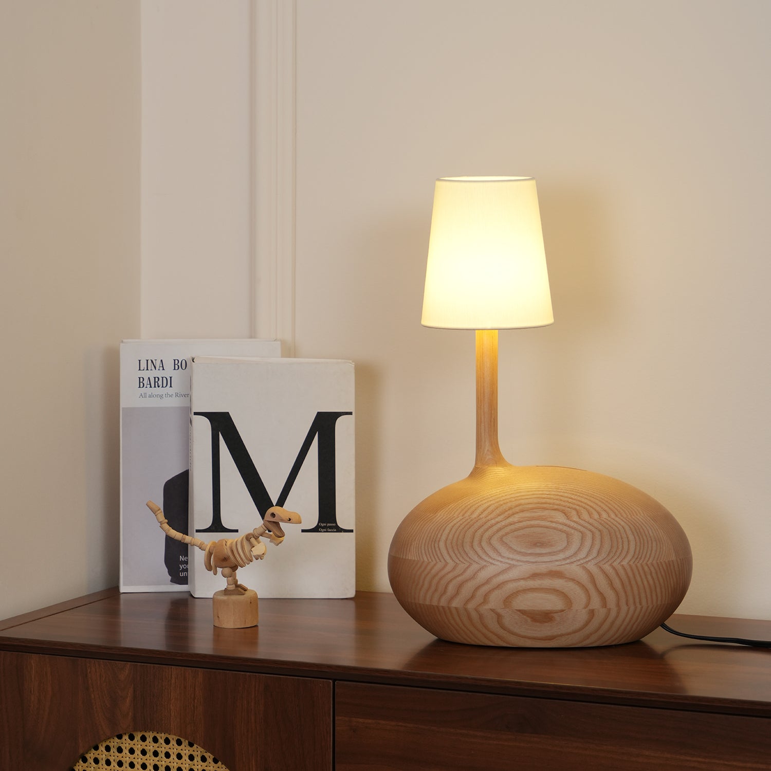Brixten Wood Fabric Table Lamp-Neutral Decor