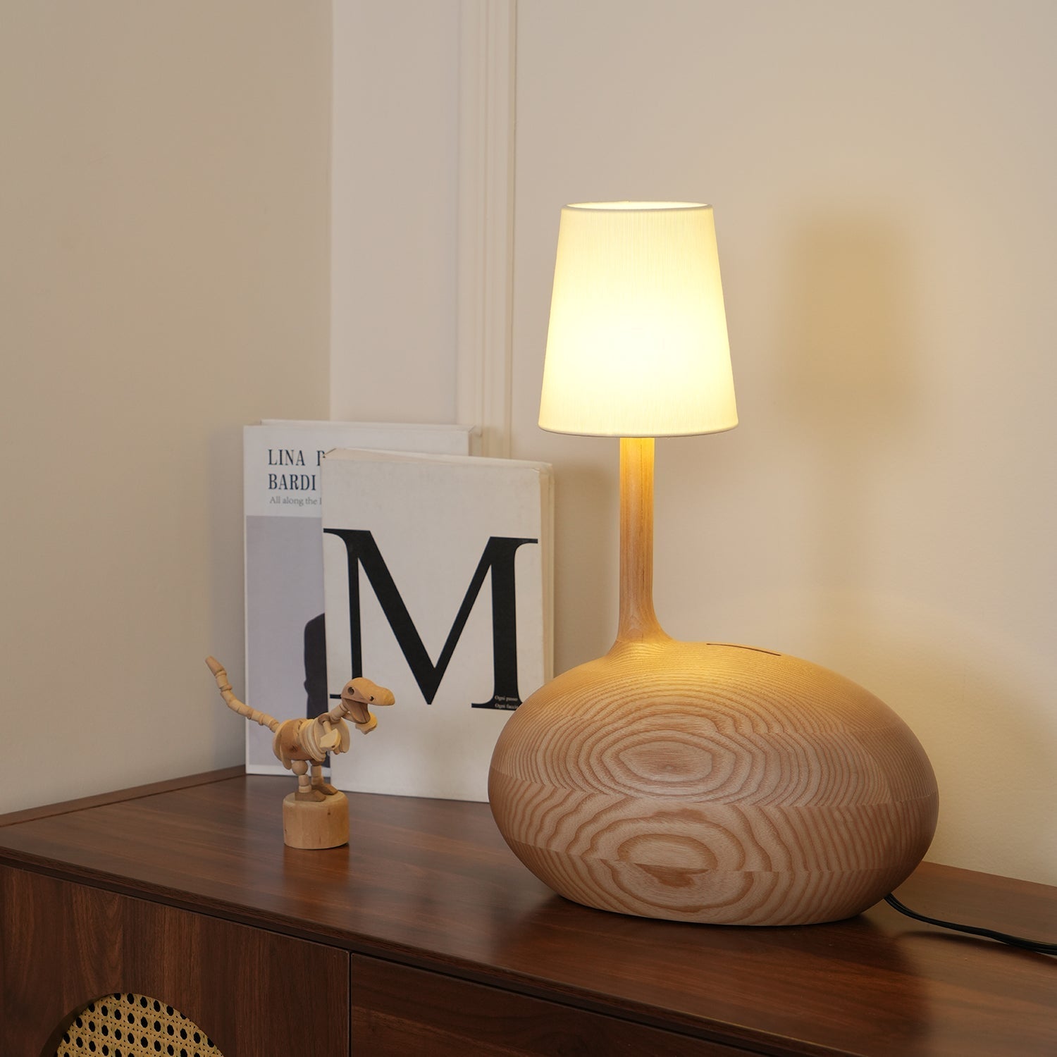 Brixten Wood Fabric Table Lamp-Neutral Decor
