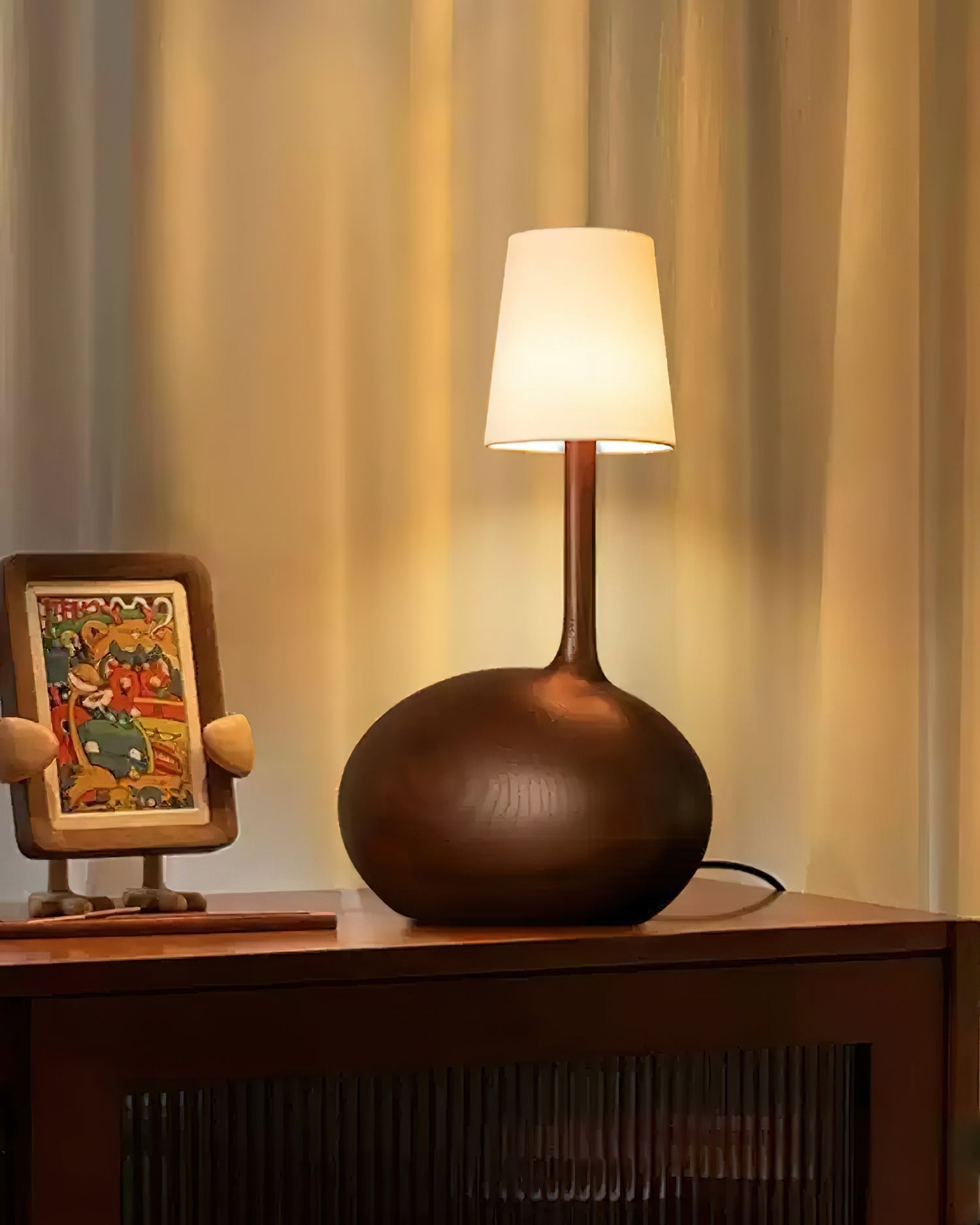 Brixten Wood Fabric Table Lamp-Neutral Decor