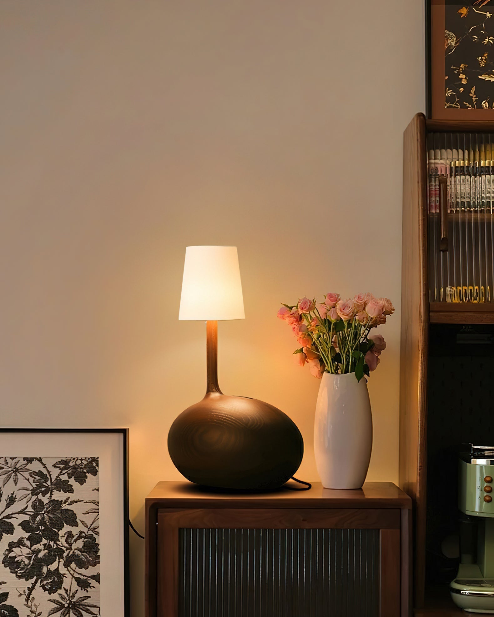 Brixten Wood Fabric Table Lamp-Neutral Decor