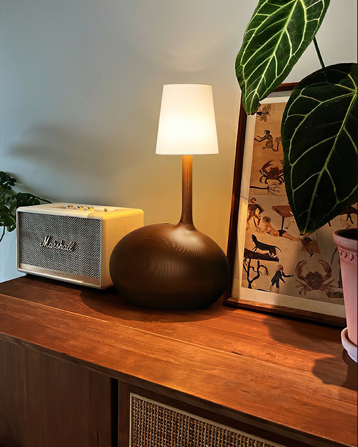Brixten Wood Fabric Table Lamp-Neutral Decor