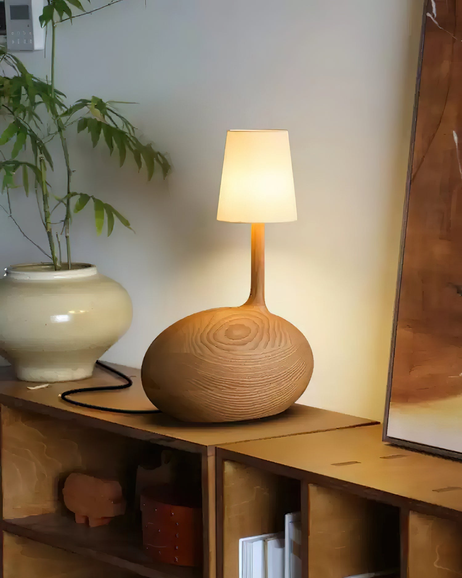 Brixten Wood Fabric Table Lamp-Neutral Decor