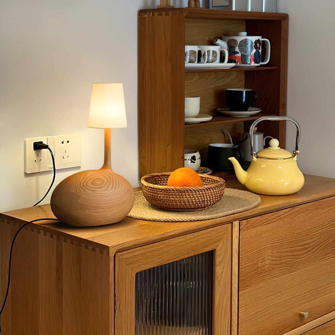 Brixten Wood Fabric Table Lamp-Neutral Decor