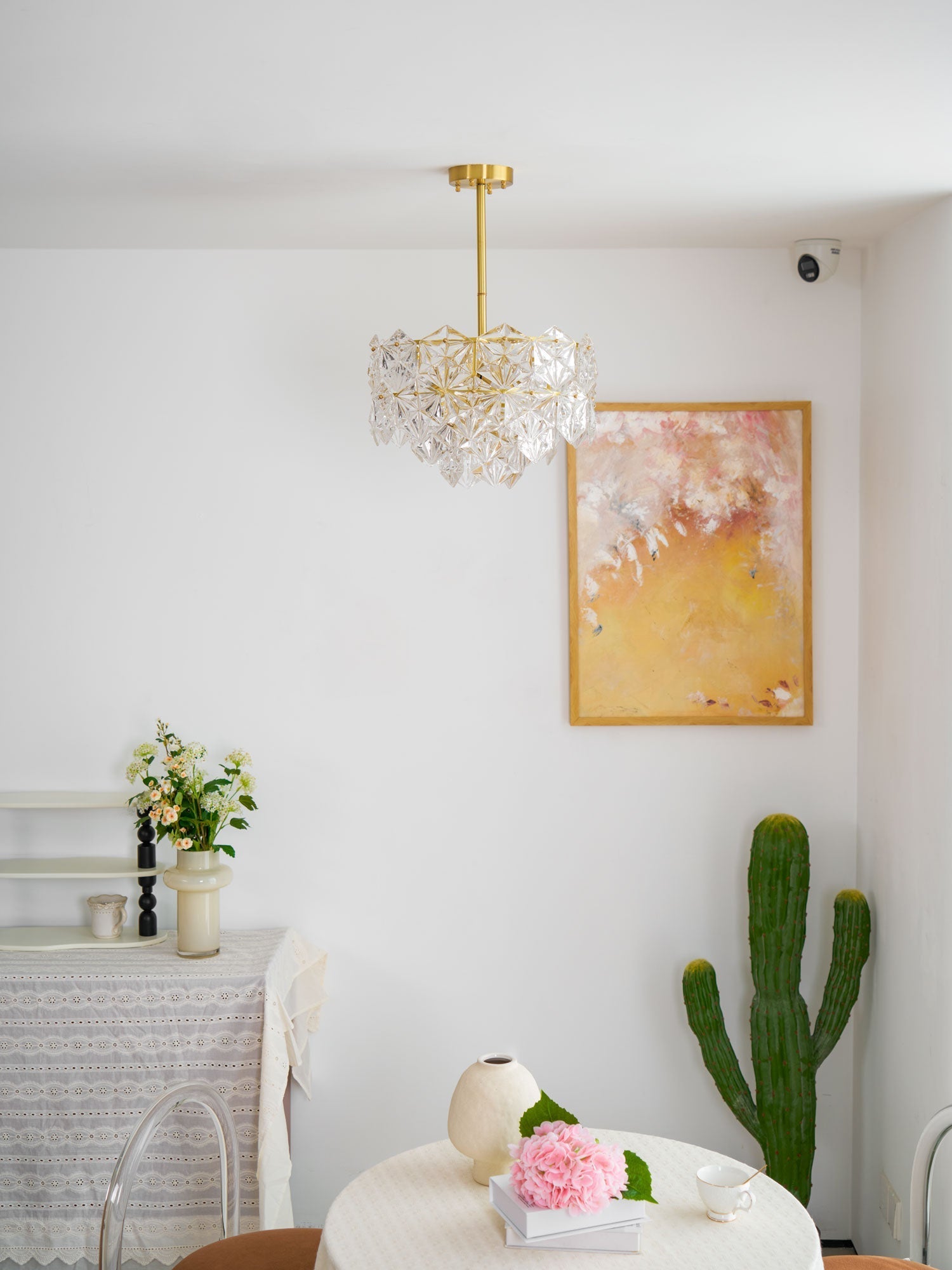Calvor Chandelier Snowflake Glass Gold-Neutral Decor