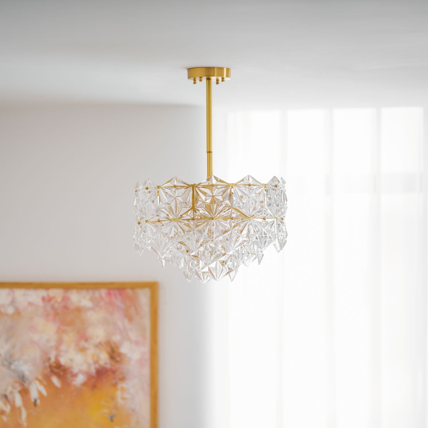 Calvor Chandelier Snowflake Glass Gold-Neutral Decor
