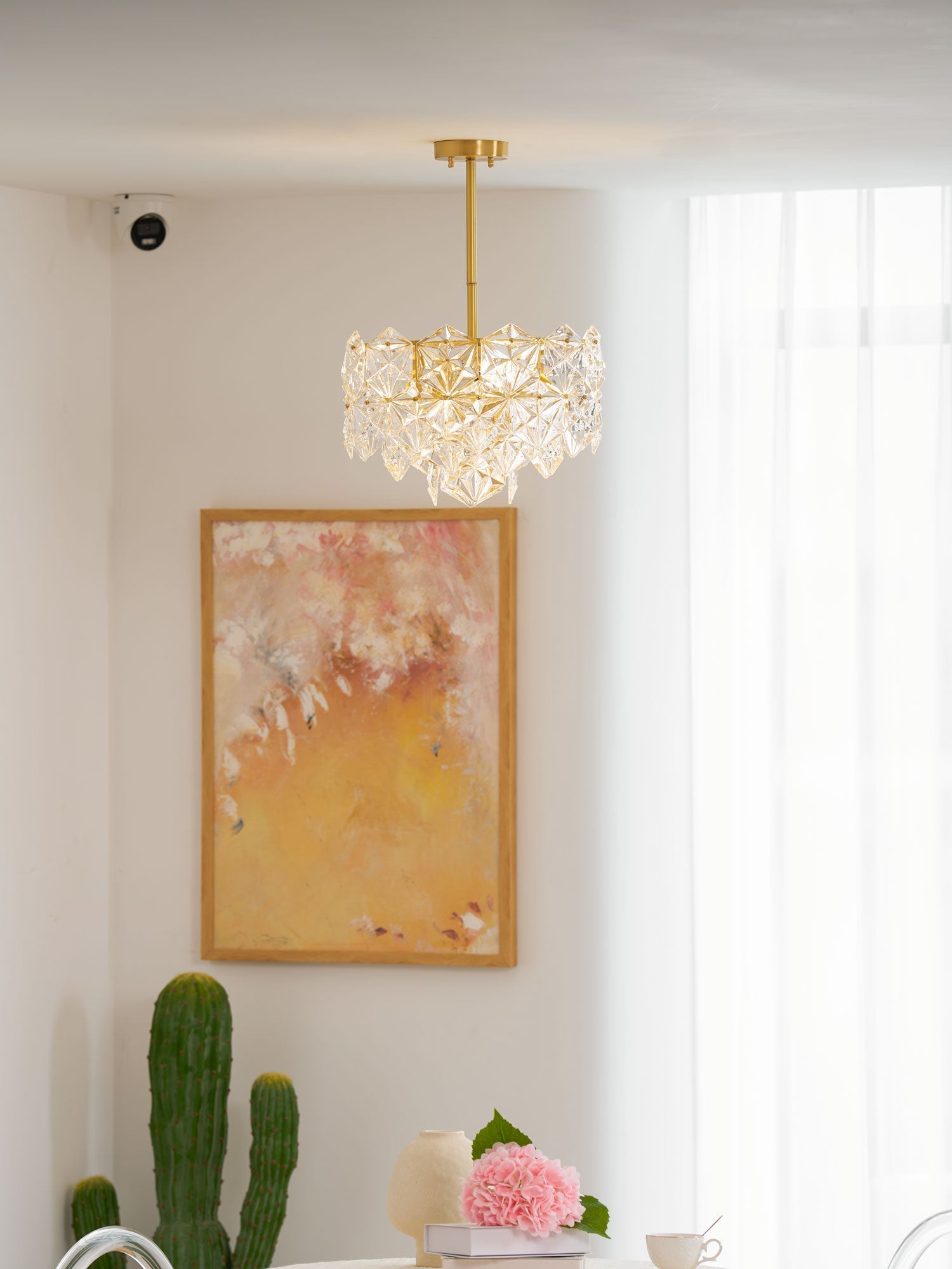 Calvor Chandelier Snowflake Glass Gold-Neutral Decor