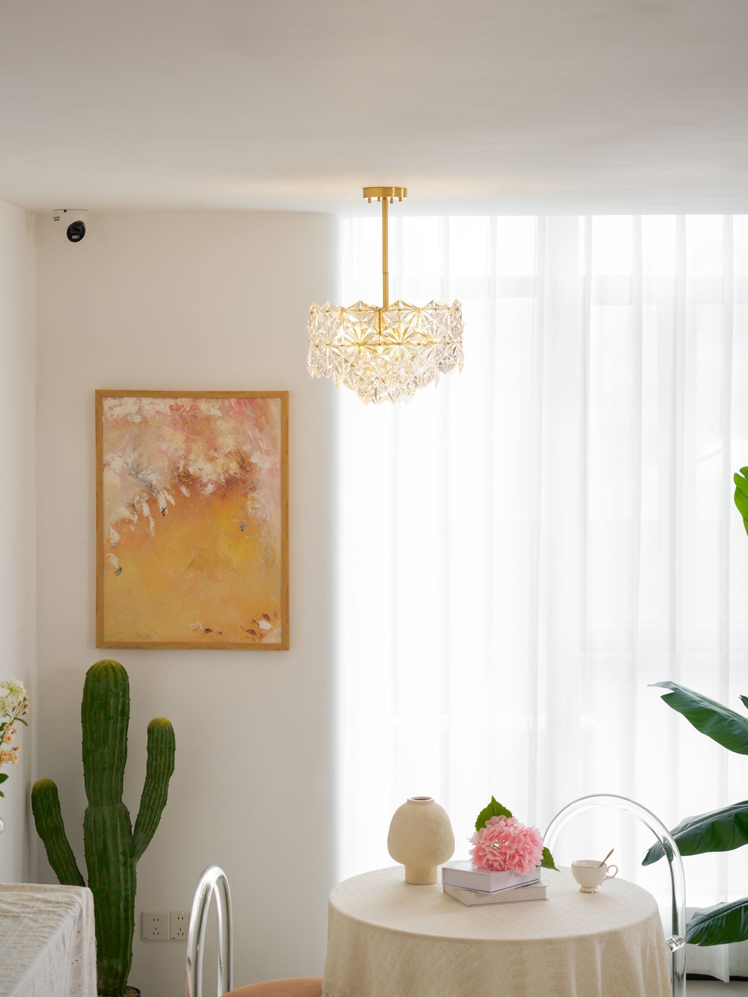 Calvor Chandelier Snowflake Glass Gold-Neutral Decor