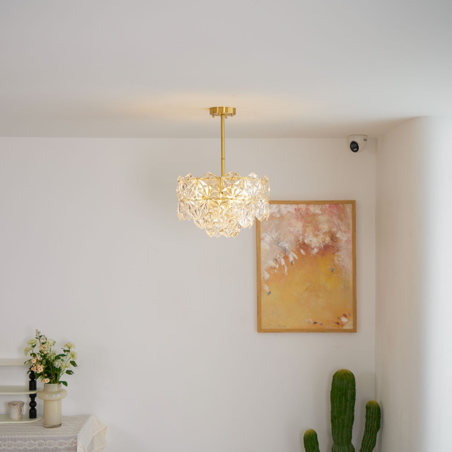 Calvor Chandelier Snowflake Glass Gold-Neutral Decor