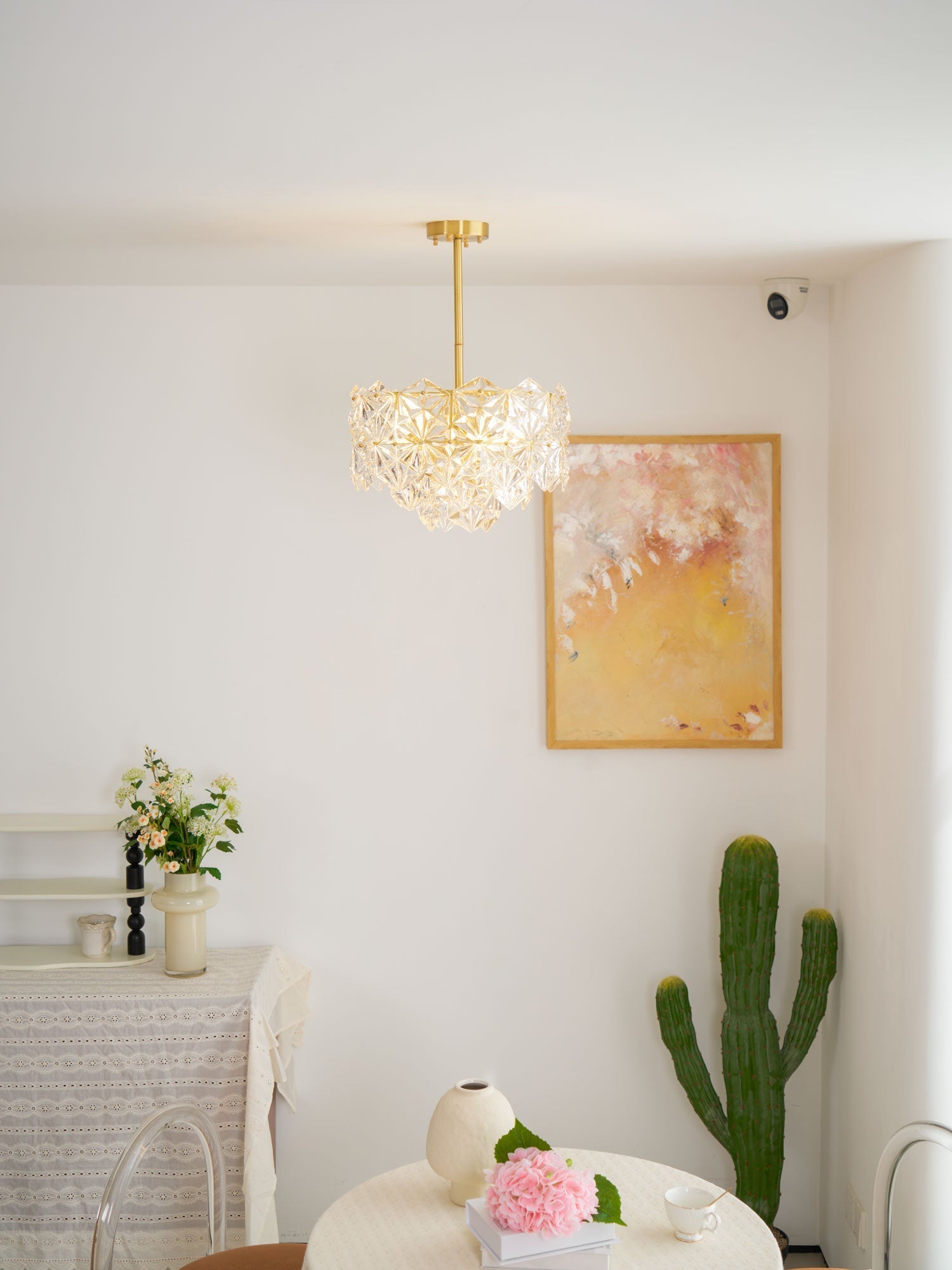 Calvor Chandelier Snowflake Glass Gold-Neutral Decor