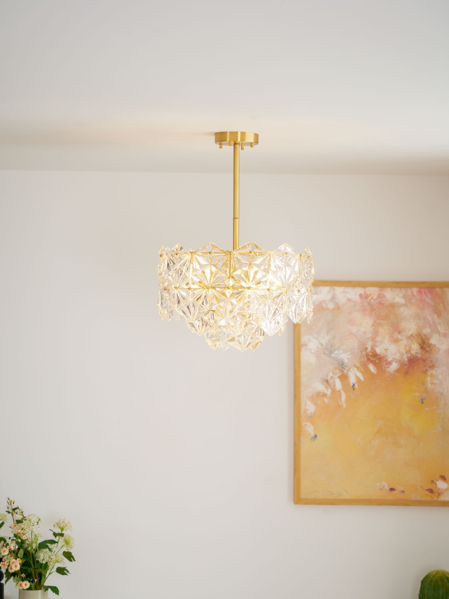 Calvor Chandelier Snowflake Glass Gold-Neutral Decor