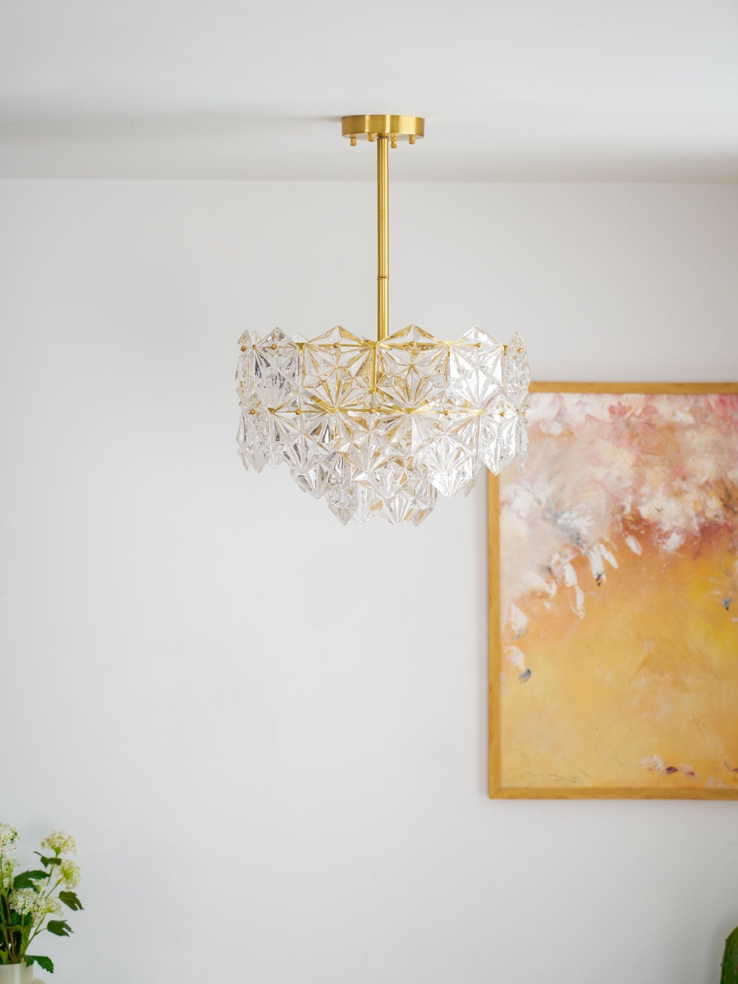 Calvor Chandelier Snowflake Glass Gold-Neutral Decor
