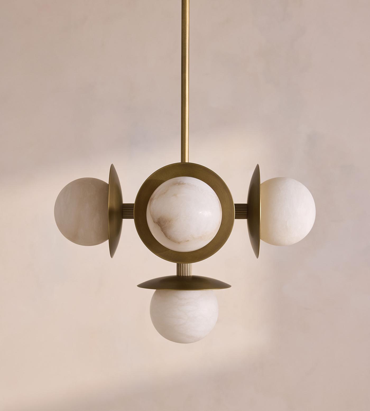 Snowflake Alabaster Orb Chandelier-Neutral Decor