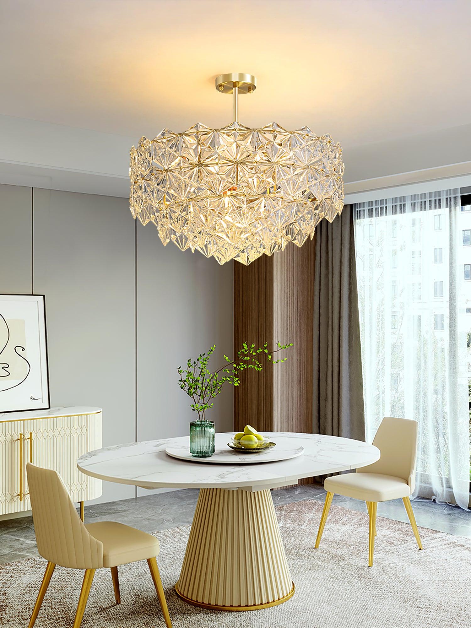 Calvor Chandelier Snowflake Glass Gold-Neutral Decor
