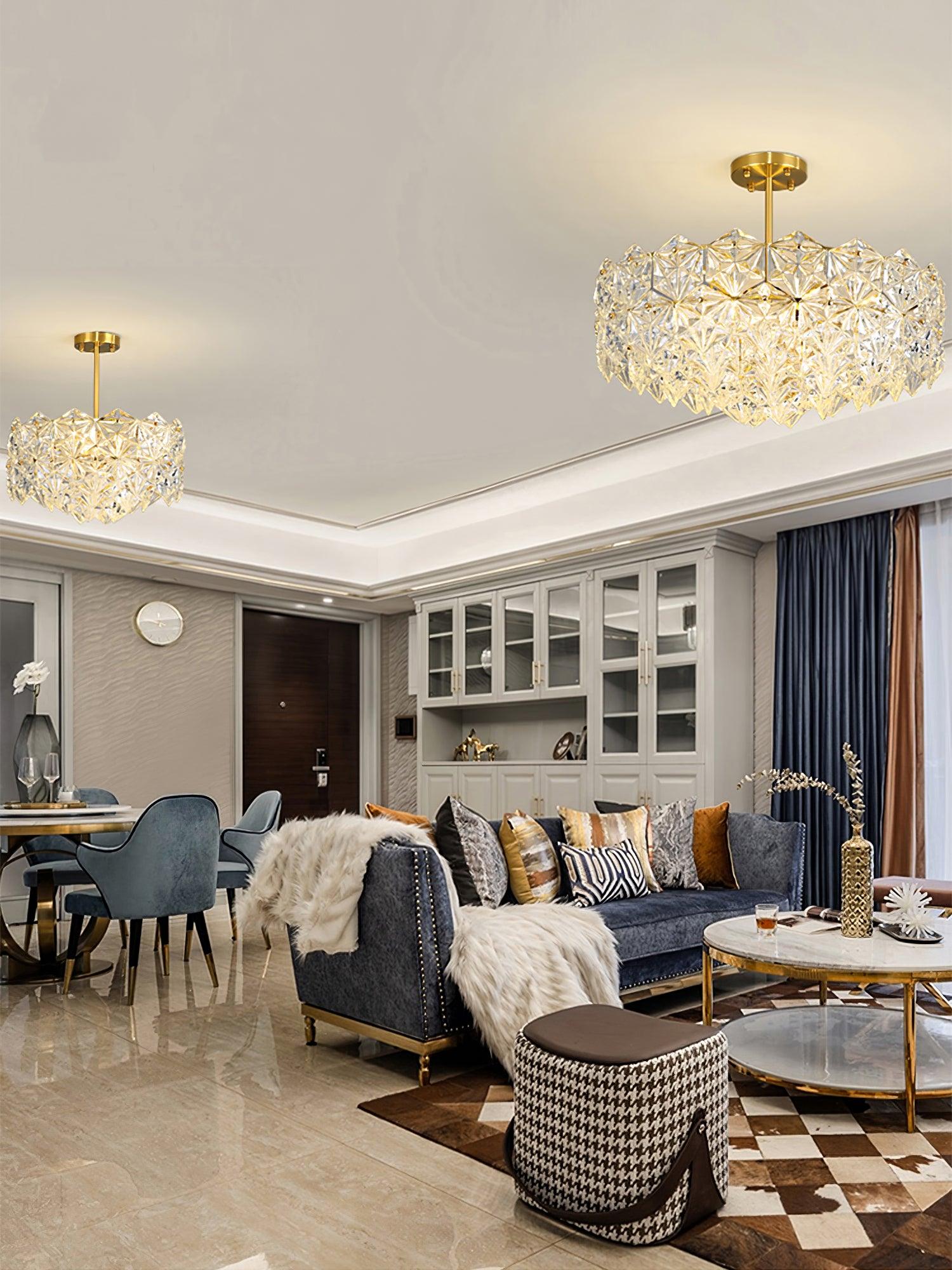 Calvor Chandelier Snowflake Glass Gold-Neutral Decor