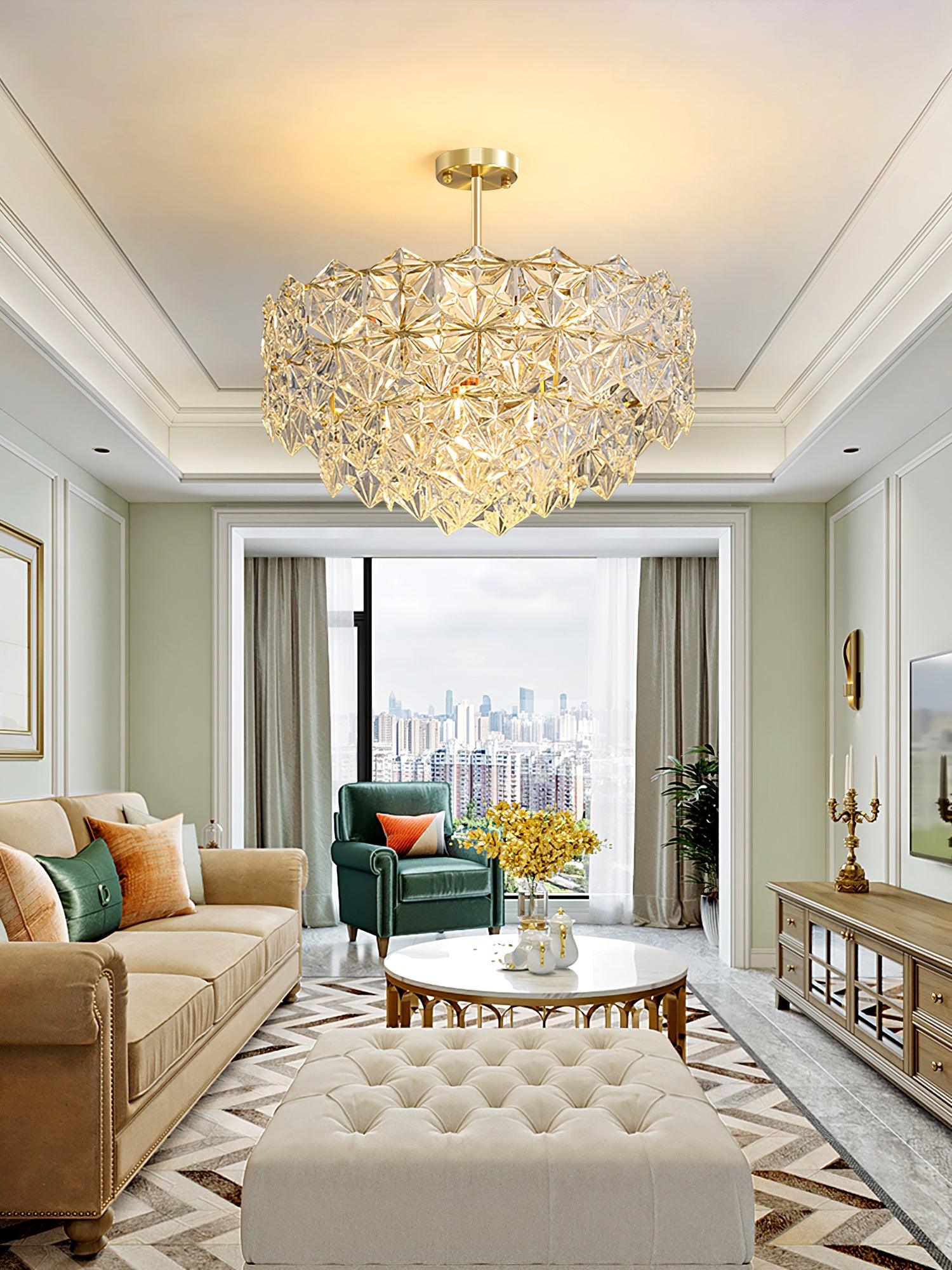 Calvor Chandelier Snowflake Glass Gold-Neutral Decor