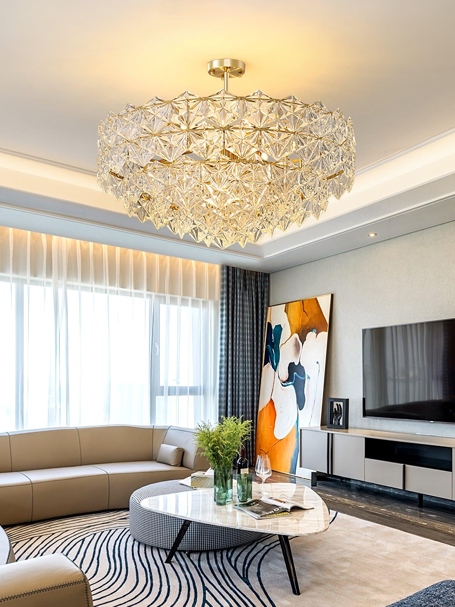 Calvor Chandelier Snowflake Glass Gold-Neutral Decor