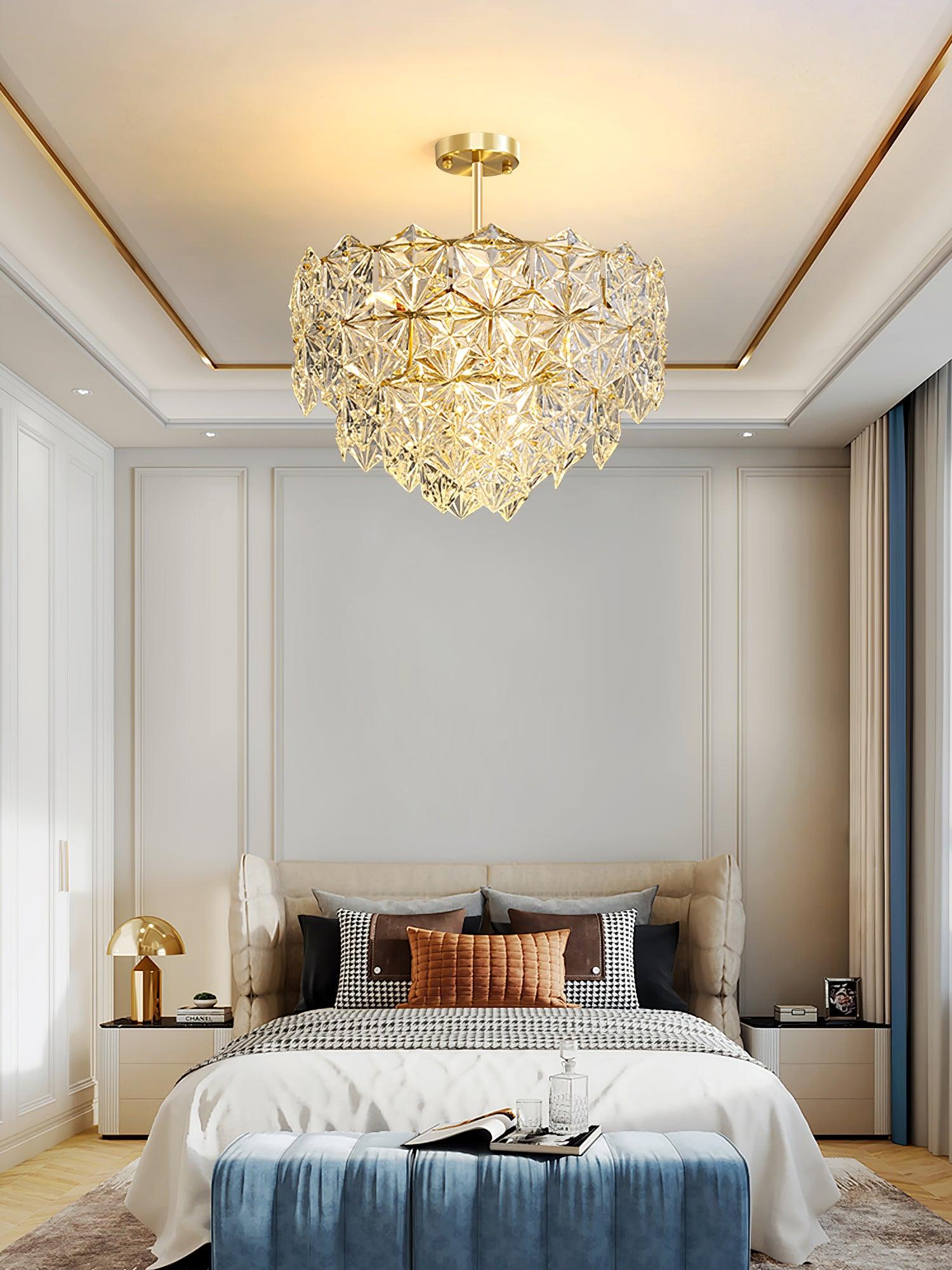 Calvor Chandelier Snowflake Glass Gold-Neutral Decor