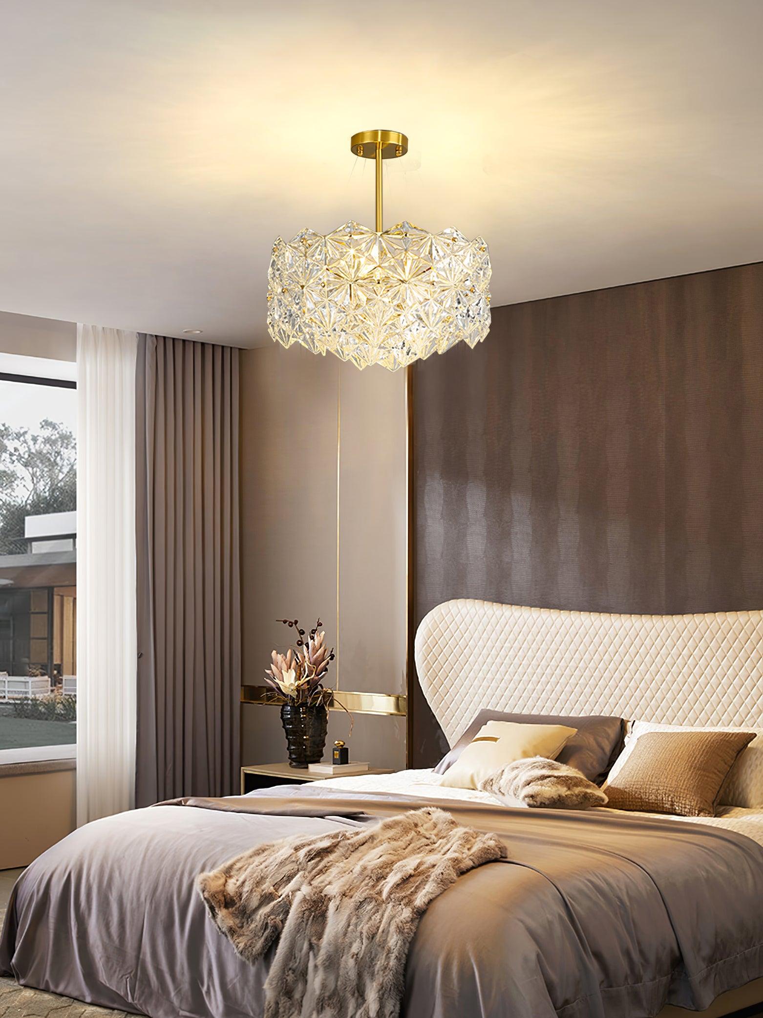 Calvor Chandelier Snowflake Glass Gold-Neutral Decor