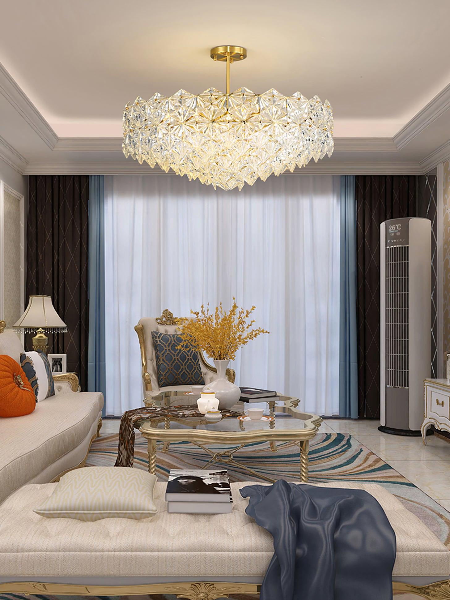 Calvor Chandelier Snowflake Glass Gold-Neutral Decor