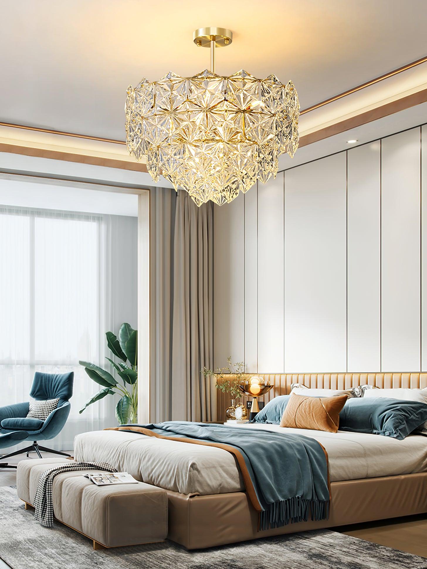 Calvor Chandelier Snowflake Glass Gold-Neutral Decor