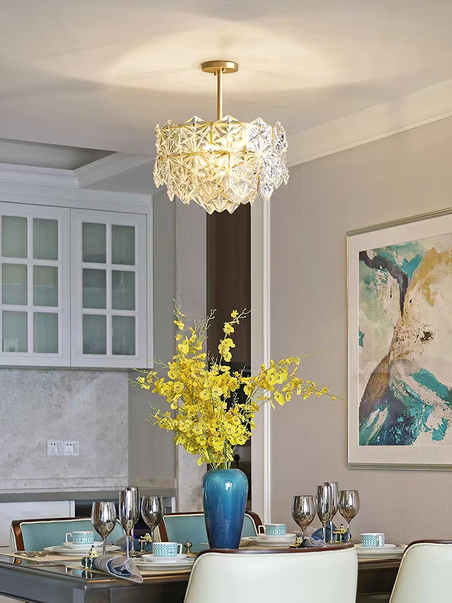 Calvor Chandelier Snowflake Glass Gold-Neutral Decor