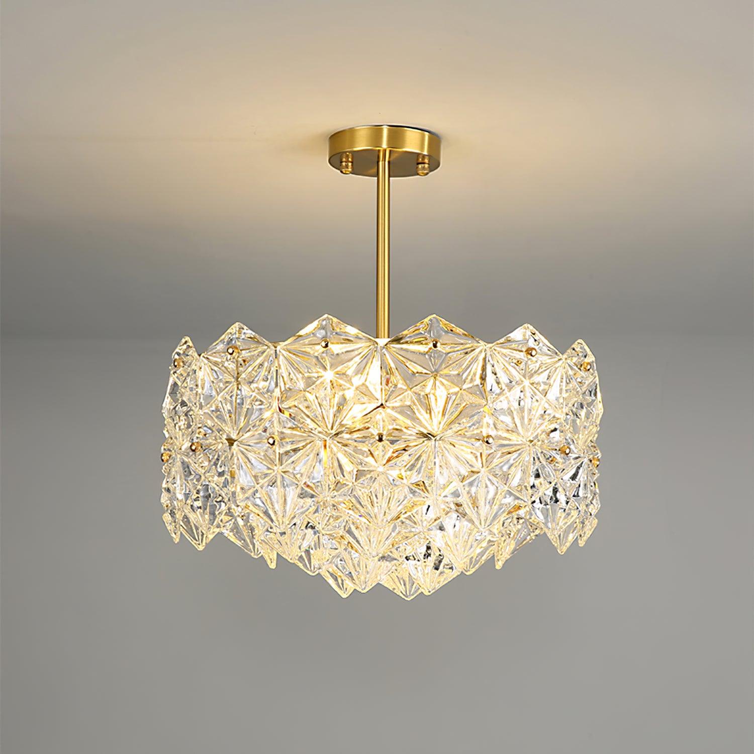 Calvor Chandelier Snowflake Glass Gold-Neutral Decor