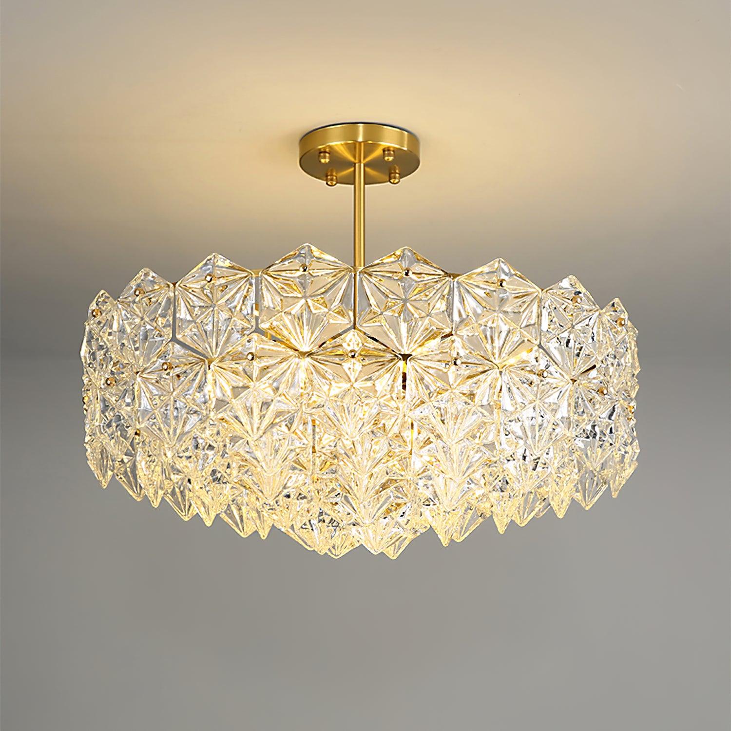 Calvor Chandelier Snowflake Glass Gold-Neutral Decor