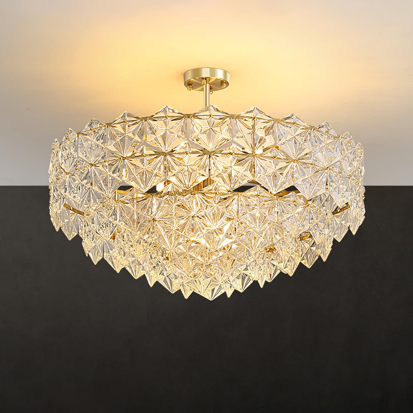 Calvor Chandelier Snowflake Glass Gold-Neutral Decor