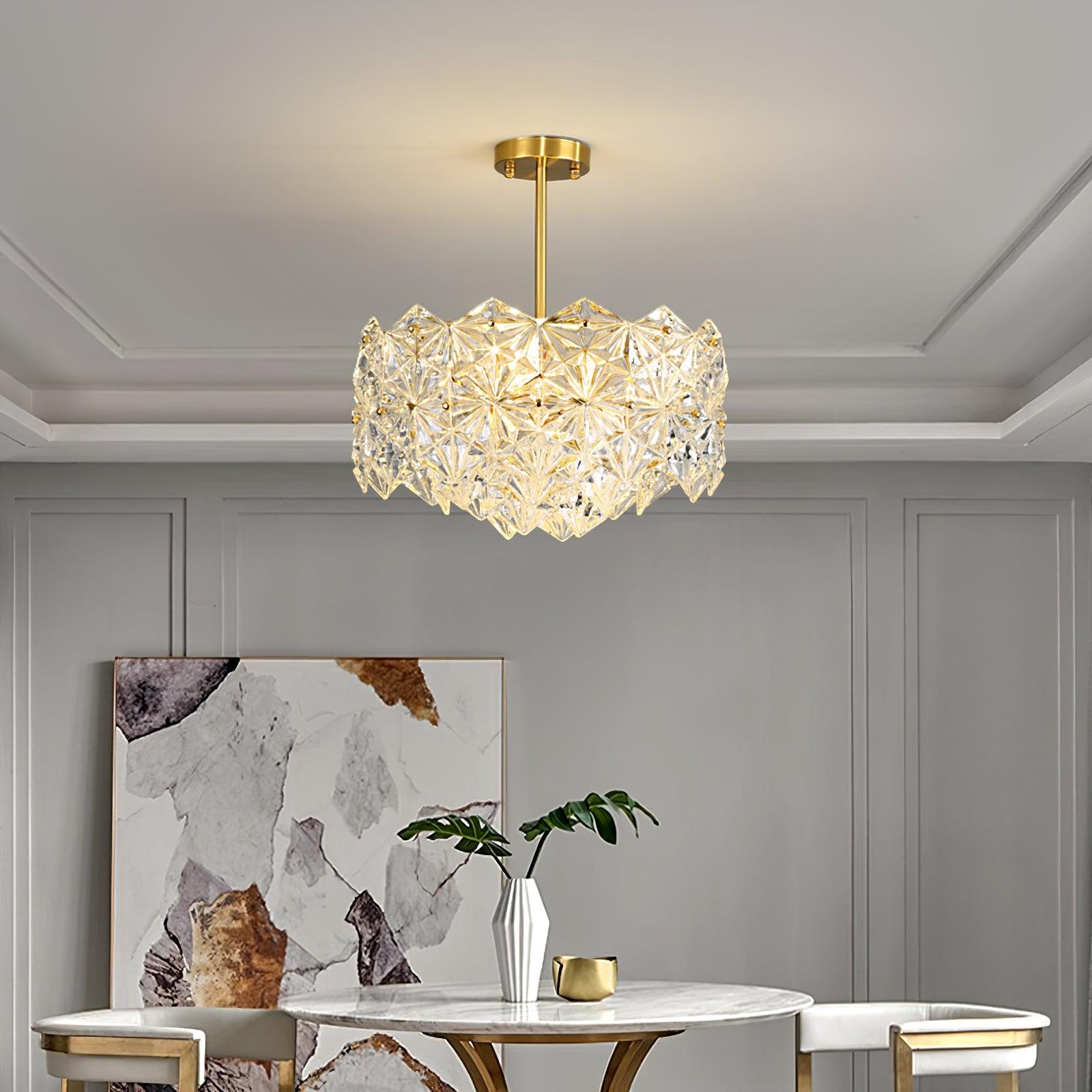 Calvor Chandelier Snowflake Glass Gold-Neutral Decor