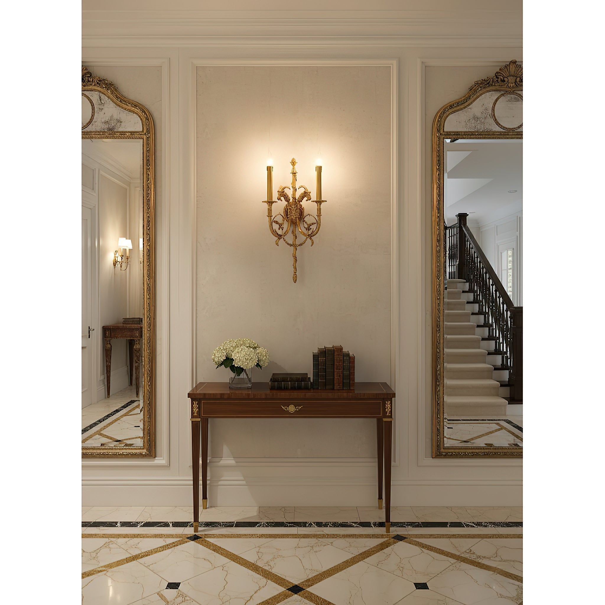 Dimensions of the Sociapailis Brass Wall Lamp displayed on an image.