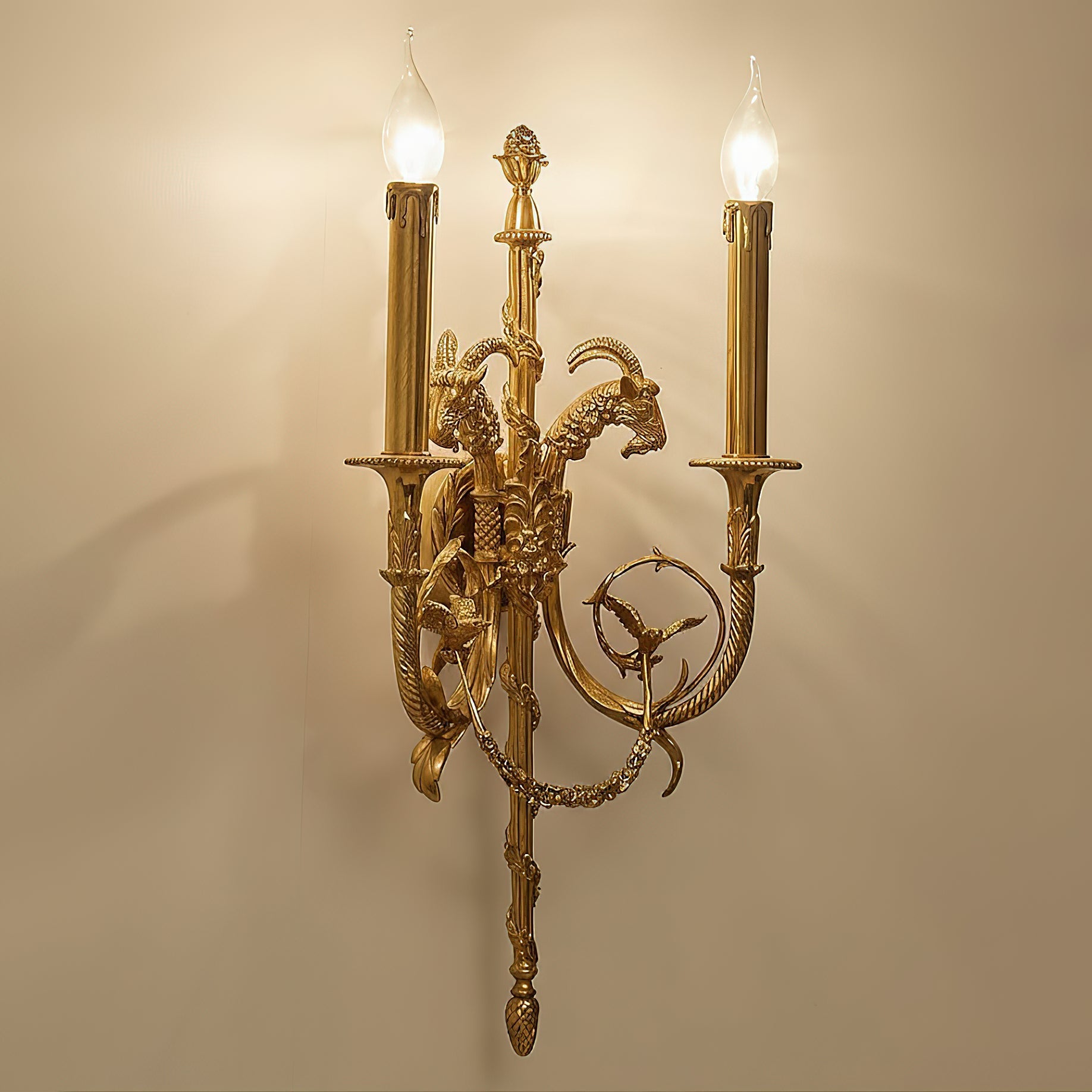 Sociapailis Brass Wall Lamp casting soft shadows on a wall.