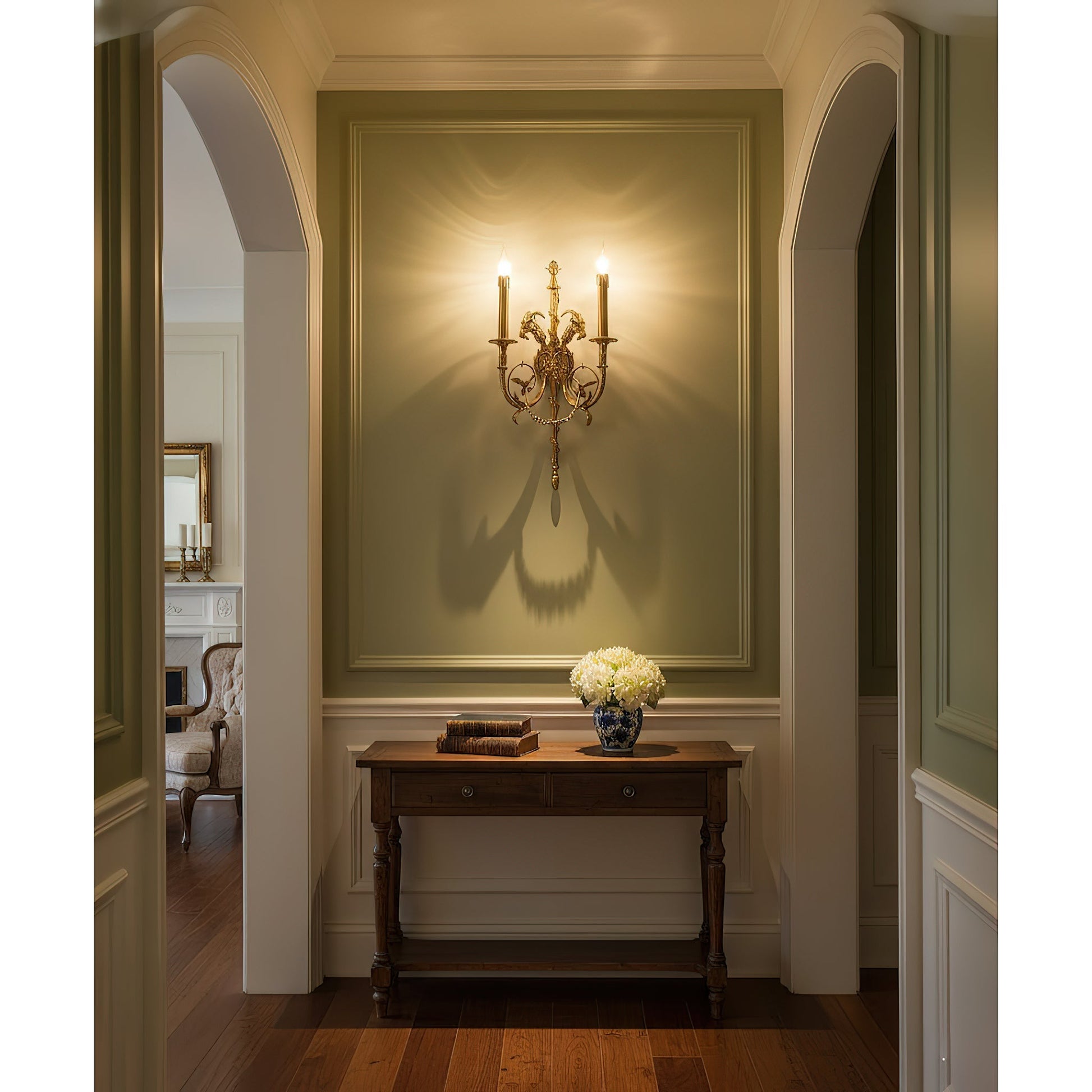 The Sociapailis Wall Lamp shown from a low angle, highlighting its structure.