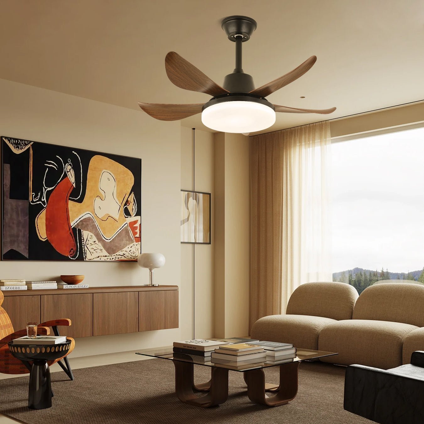 Callen Modern Wood Ceiling Fan Light-Neutral Decor