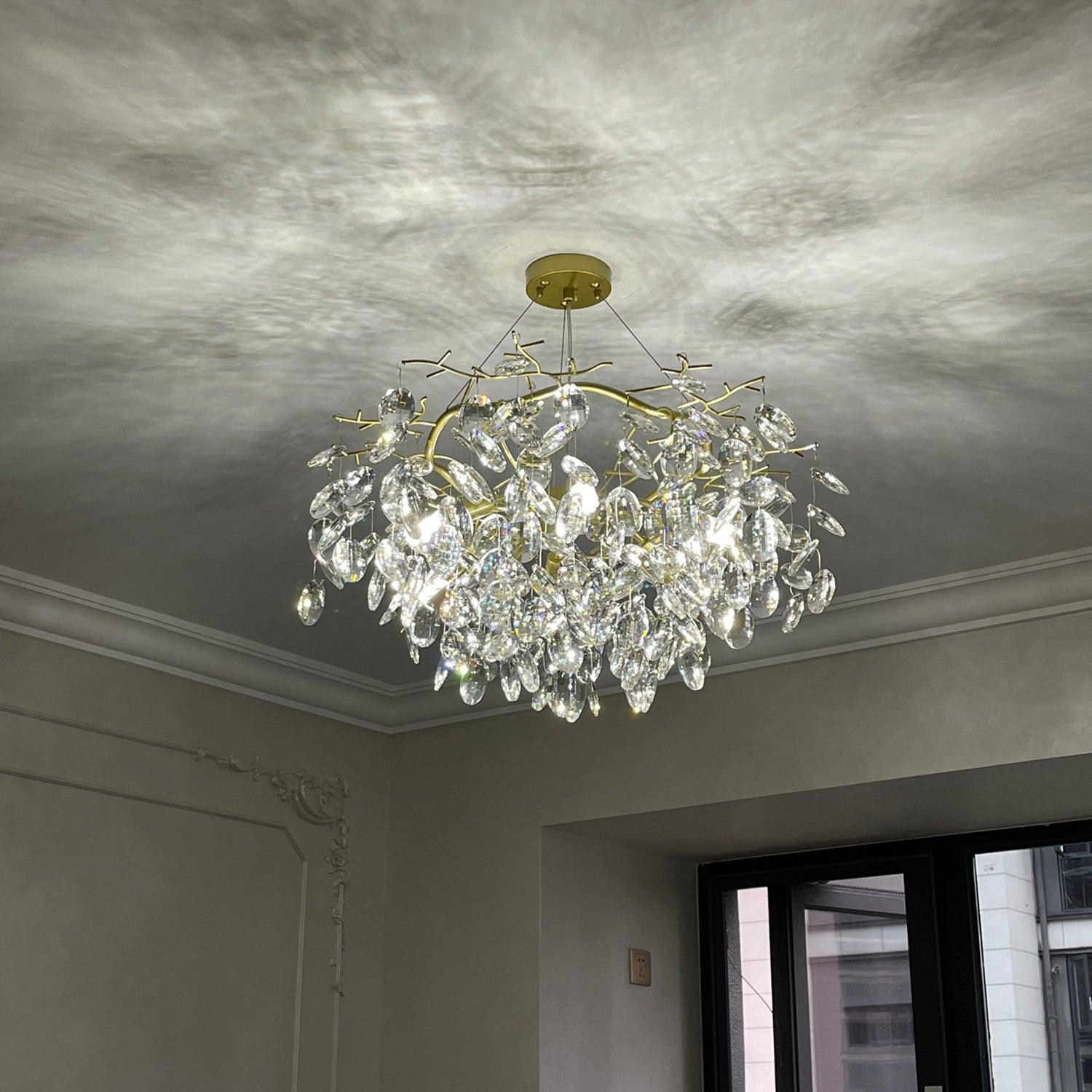 Nirixy Chandelier Crystal Branch Gold LED-Neutral Decor