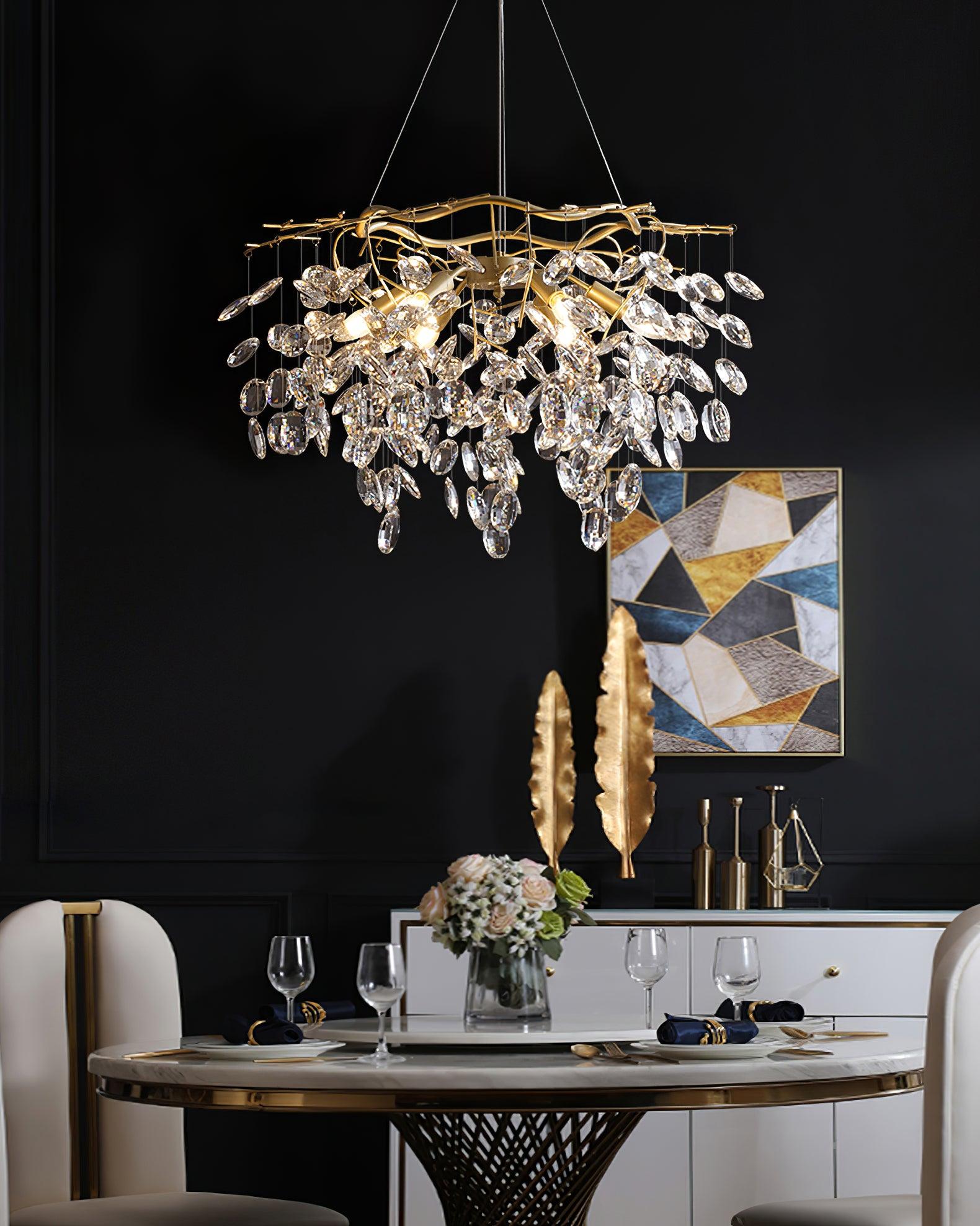 Nirixy Chandelier Crystal Branch Gold LED-Neutral Decor